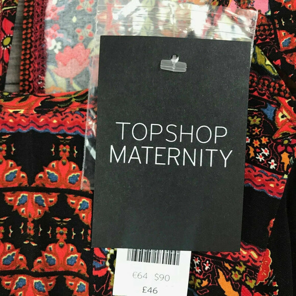 Topshop Women's Maternity Dress In Black Red Orange Floral Size 4 US/UK 8 $90 - Picture 3 of 4